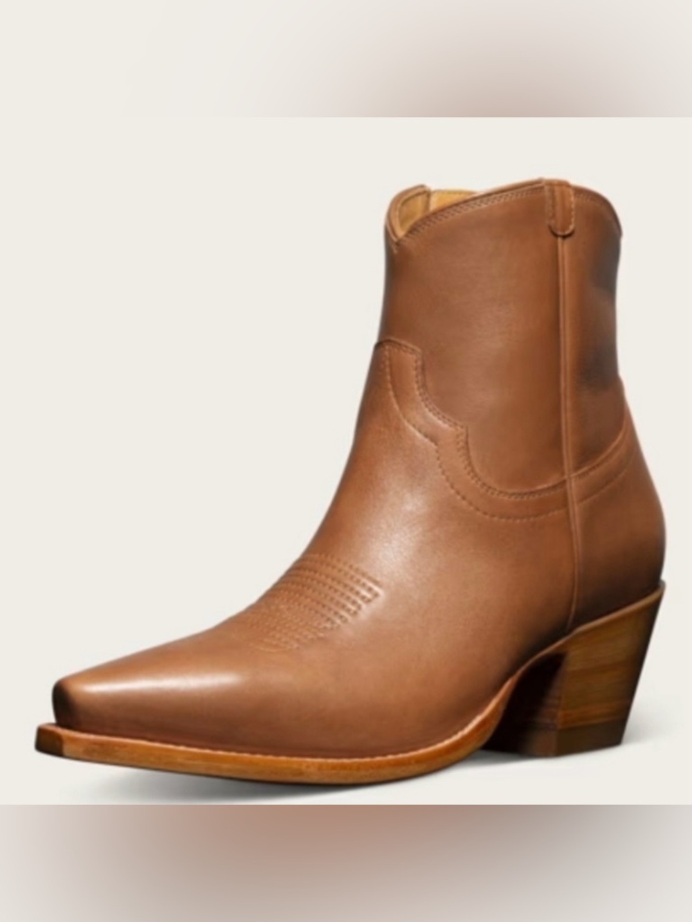 Tecovas The Daisy Leather Western Ankle Boot in Caramel Color